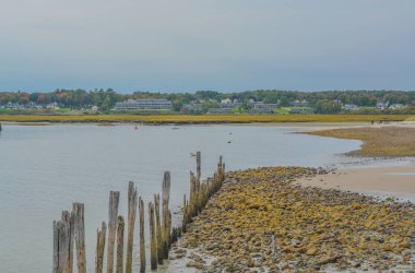 Drakes Adası Jetty ve Maine 'deki Atlantik Okyanusu' ndaki Plaj