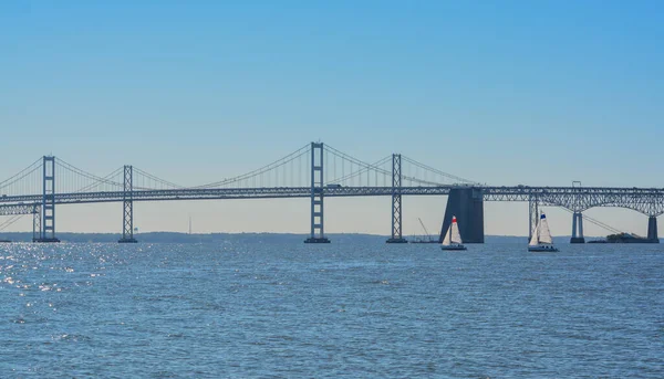 Vista Del Puente Bahía Chesapeake Desde Sandy Point State Park — Foto de Stock
