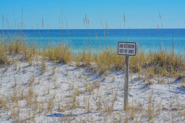 Восстановление Дюн Берегите Знак Дюн Пляже Мексиканского Залива Дестине Флорида — стоковое фото