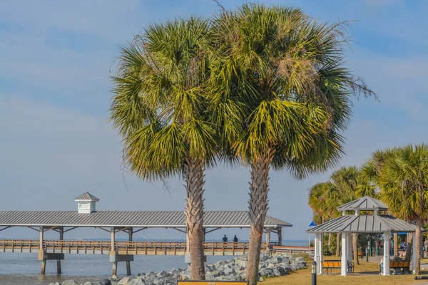 Simons Island Pier Neptune Park Simons Sound Glynn County Georgia — Stock Photo, Image