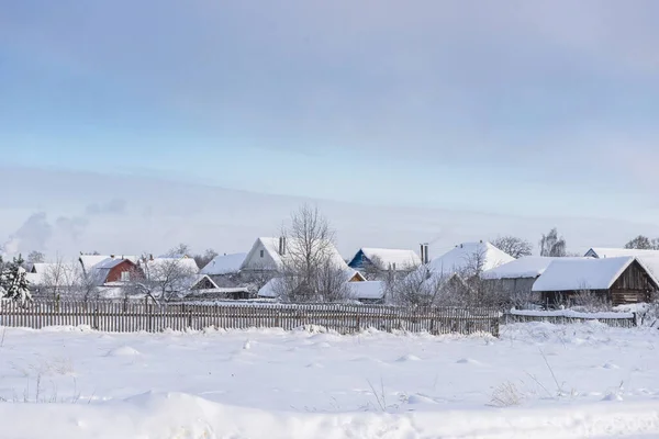 Casas Pueblo Día Invierno — Foto de Stock