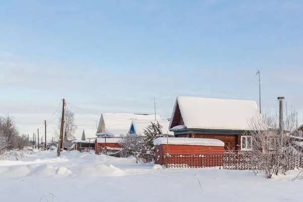 Día Soleado Invierno Pueblo Nizhny Novgorod Región — Foto de Stock