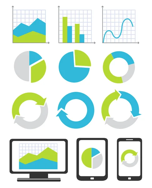 Business chart and graph icons — Stockvector