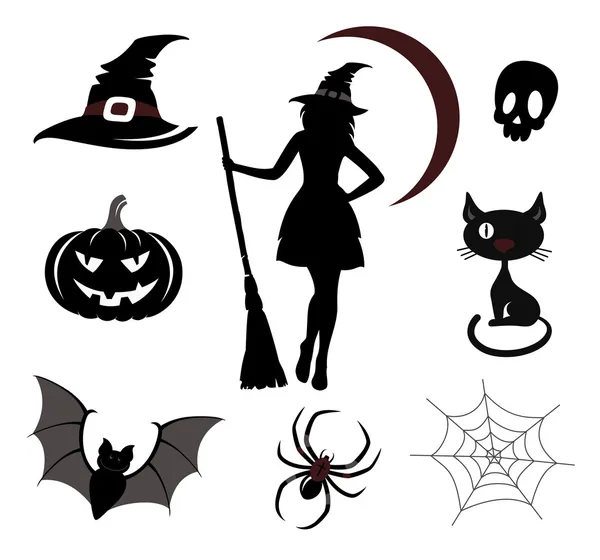 Halloween ikony a emblémy Stock Vektory