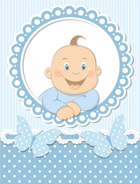 Happy baby boy scrapbook marco azul — Archivo Imágenes Vectoriales