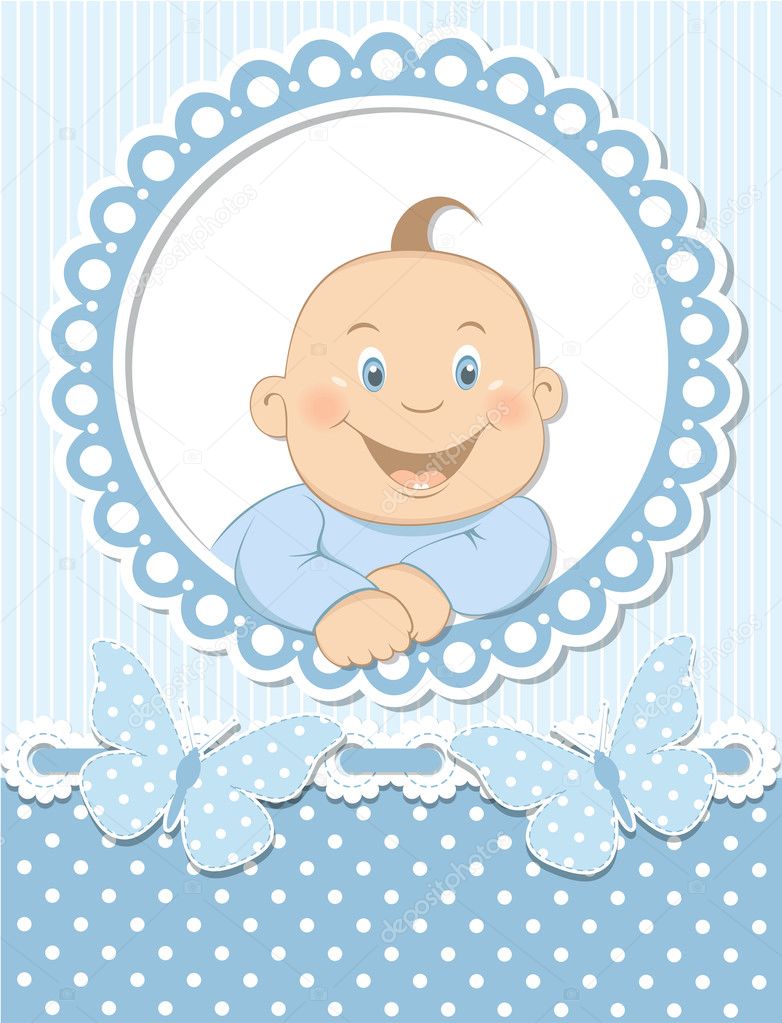 Happy baby boy scrapbook blue frame