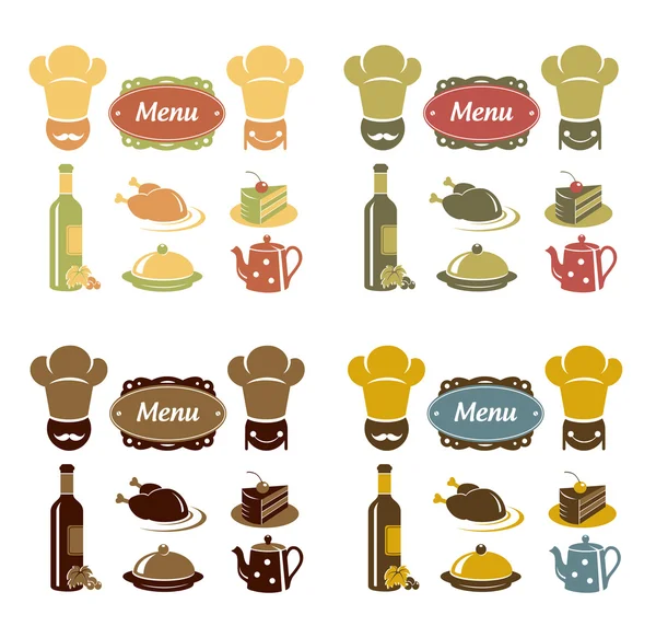 Conjunto de iconos de menú de restaurante — Vector de stock