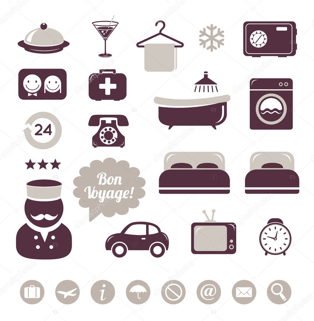 Hotel icons set