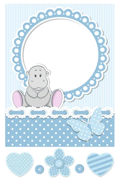 Baby hippo blue scrapbook set — Stock Vector