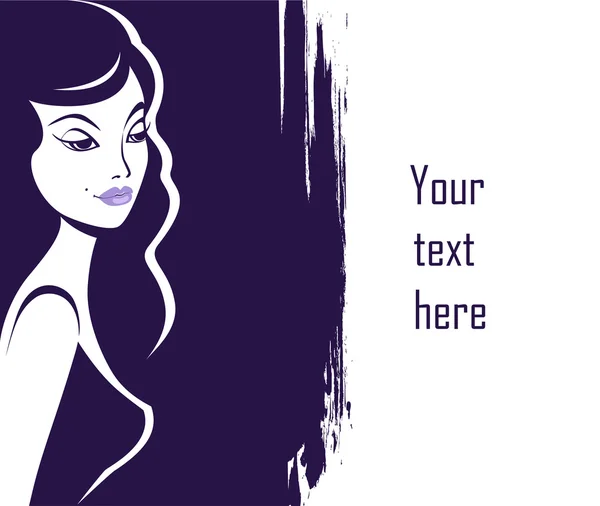 Femme ombre silhouette sur fond lilas grunge — Image vectorielle