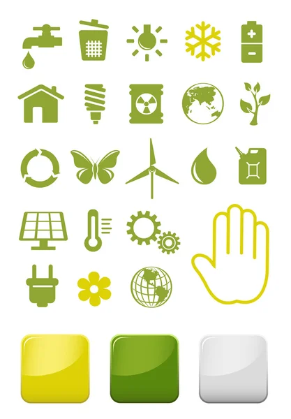 Conjunto de iconos de medio ambiente y ecología — Vector de stock