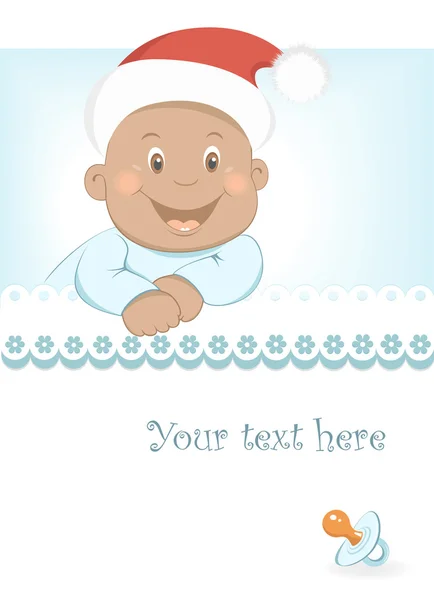 Funny Christmas African baby boy — Stock Vector