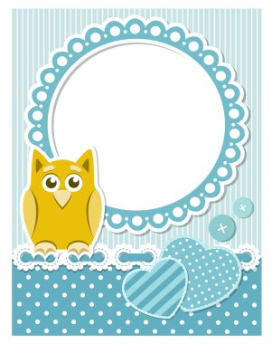 Bebek baykuş mavi scrapbook çerçevesi