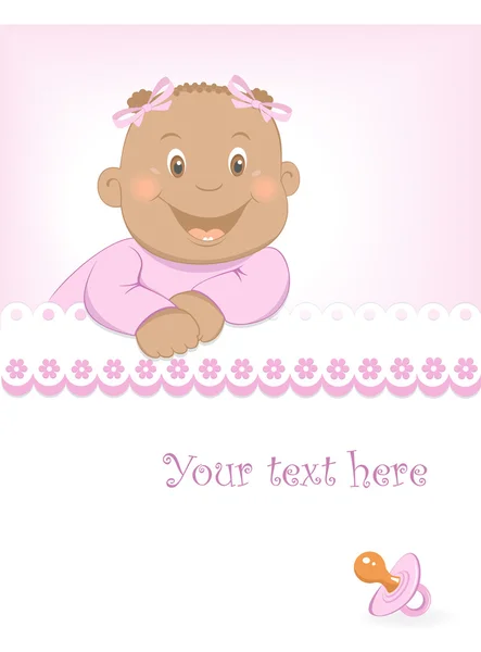 Happy African baby girl arrival announcement — Stock Vector