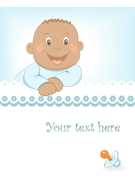 Happy African baby boy arrival announcement — Stock Vector