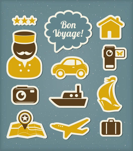 Ensemble d'icônes de voyage et vacances — Image vectorielle