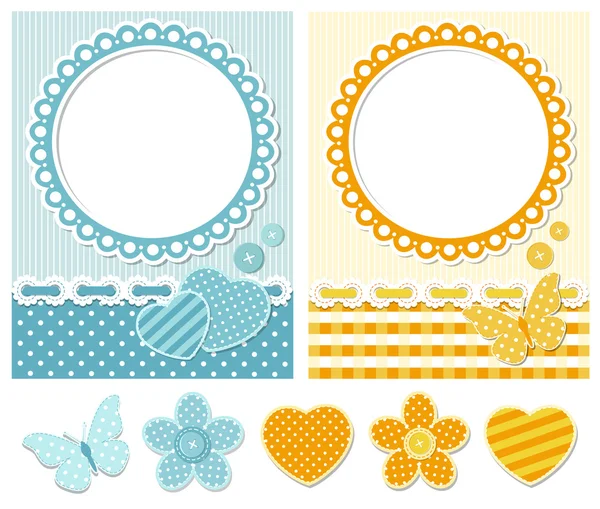 Fabric scrapbook set — Stock Vector