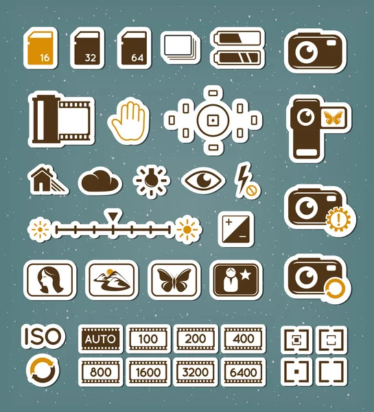 Conjunto de iconos de pantalla de cámara — Archivo Imágenes Vectoriales