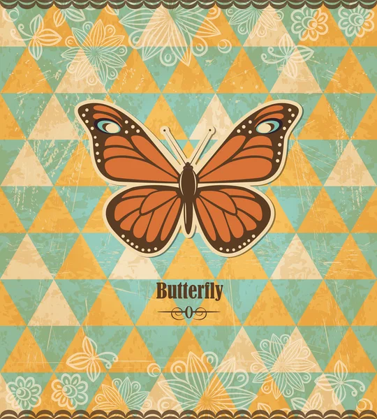 Butterfly vintage mosaic pattern — Stock Vector