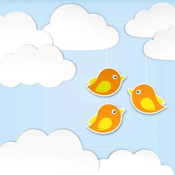 紙の鳥と雲 — ストックベクタ