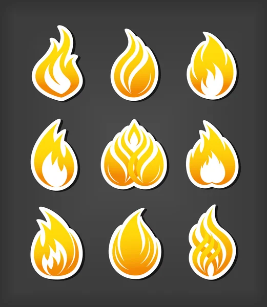 Juego de iconos de corte de papel de fuego — Vector de stock