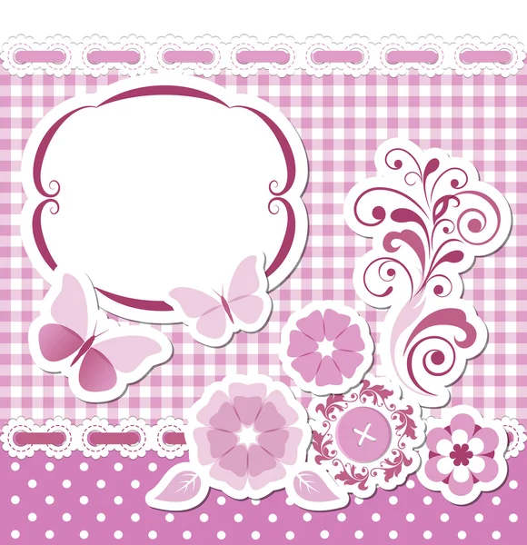 ピンクの花のスクラップ ブックのセット — ストックベクタ