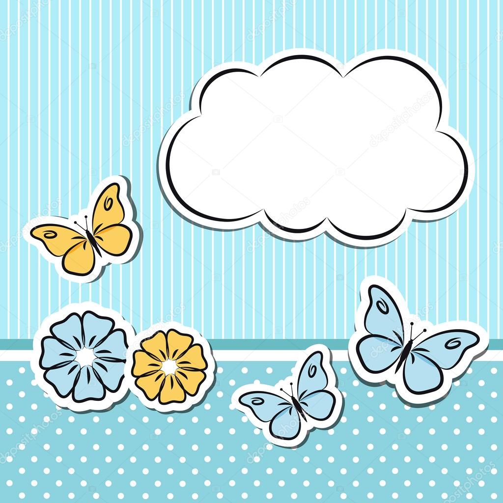Scrapbook frame with flowers and butterflies