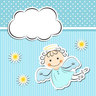 Little angel with stars and cloud clipart