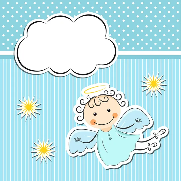 Petit ange avec étoiles et nuage — Image vectorielle