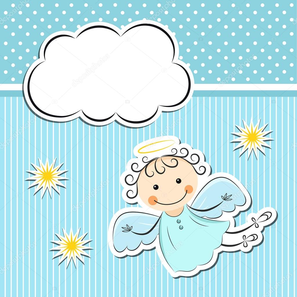 Angelito con estrellas y nube vector, gráfico vectorial © Teneresa