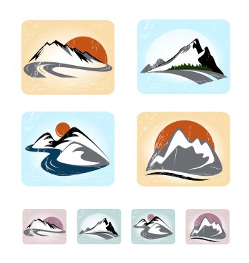 Mountains emblem set clipart