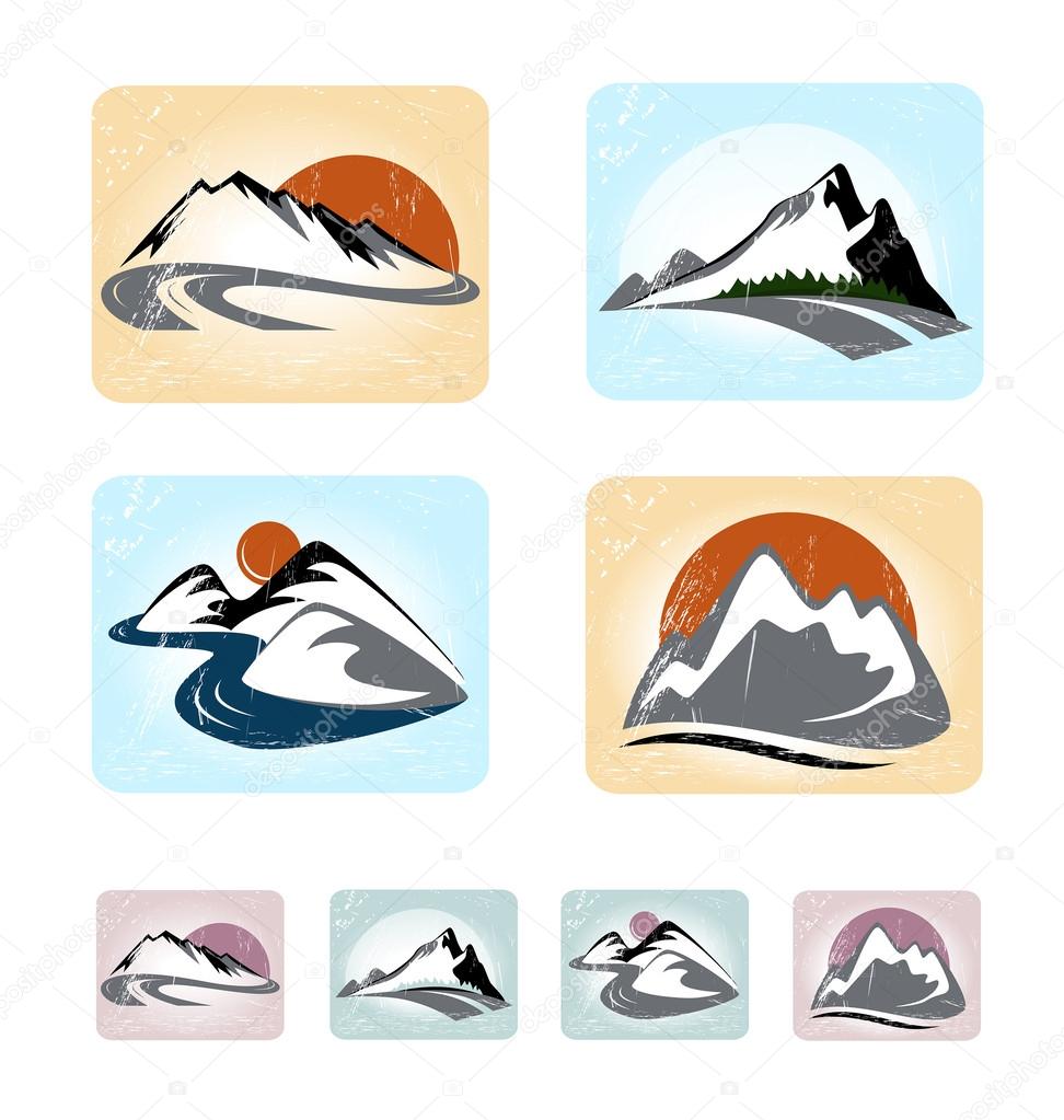 Mountains emblem set