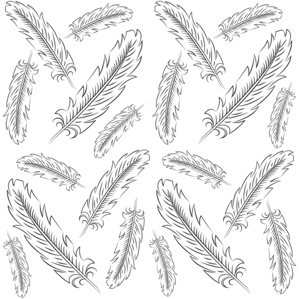 Hand drawn feather pattern — Stock Vector