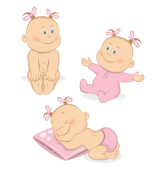 Baby meisje vector set — Stockvector