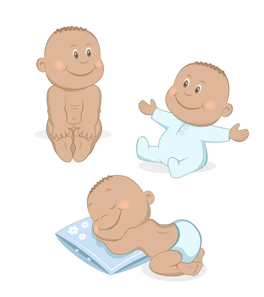 African baby boy vector set — Stock Vector