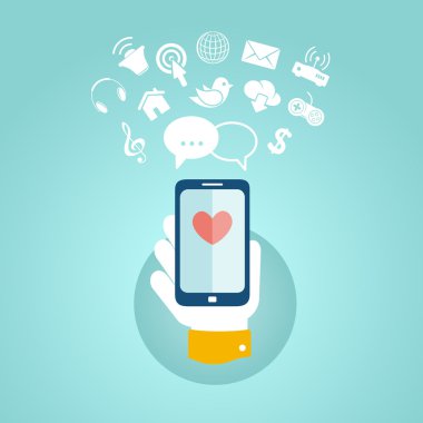 düz tasarım konsepti için mobil uygulamalar