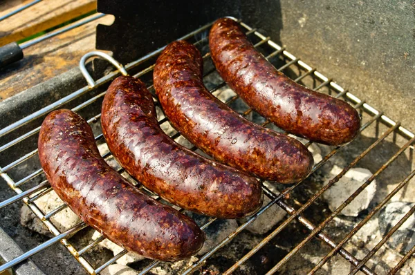Black pudding during the preparation Stock Image
