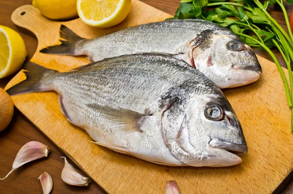 Peixes Gilthead prontos para a preparação — Fotografia de Stock