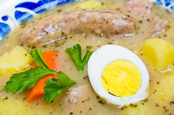 Polish Zurek soup (sour-rye soup) — Stock Photo, Image