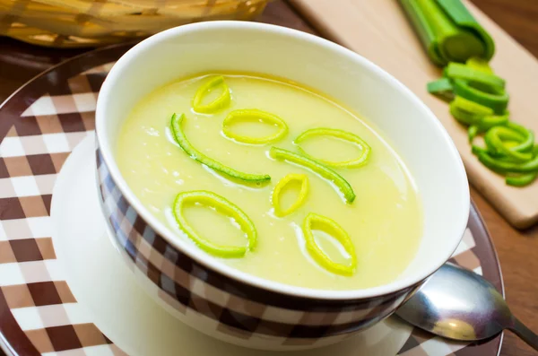 Sopa fresca de alho-poró — Fotografia de Stock