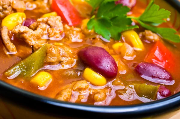 Mexican soup with tacos — Stock Photo, Image