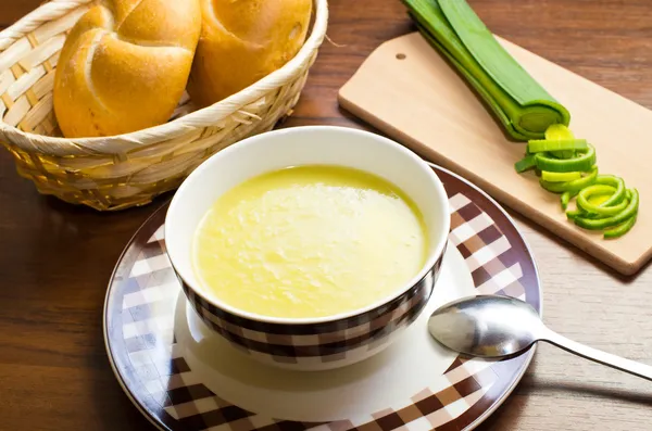 Sopa fresca de alho-poró — Fotografia de Stock