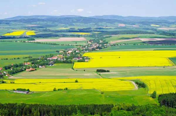 Dorf im landwirtschaftlichen Gelände — Stockfoto