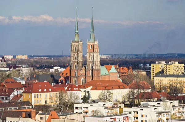 Wroclaws cityscape with churches on Tum Island, Poland — Stock Photo, Image