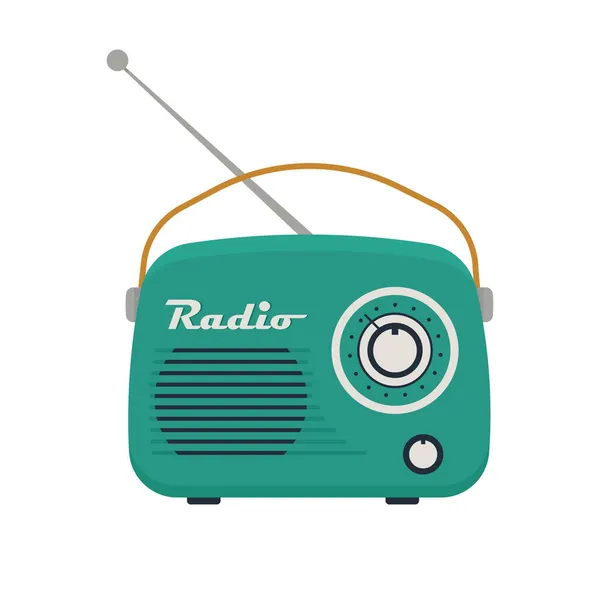 Retro-Radio, Vektordarstellung im flachen Stil, isoliert auf weißem Hintergrund — Stockvektor