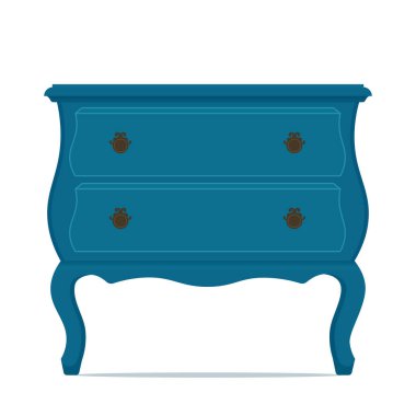 Eski mavi klozet. Düz biçimde izole edilmiş vektör illüstrasyonu