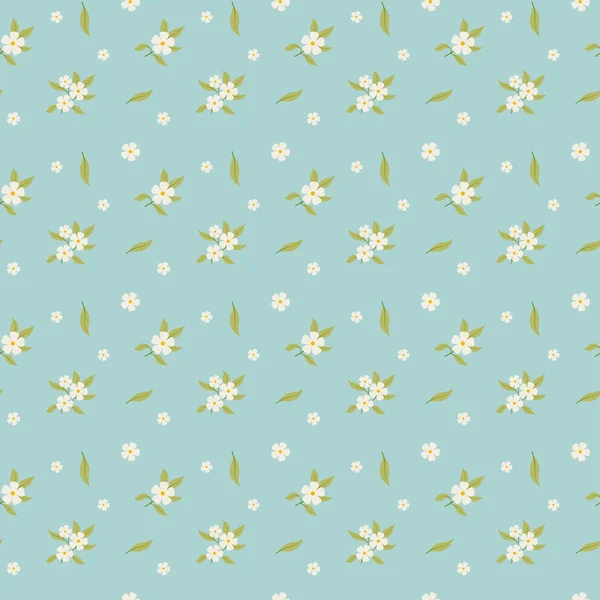 Floral seamless pattern in small Blossom twig, Spring background. Vector illustration in simple hand dranw style — Stock Vector