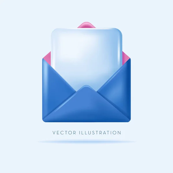 Envelope com ícone de documento em papel. 3D realista Vector isolado Ilustração —  Vetores de Stock