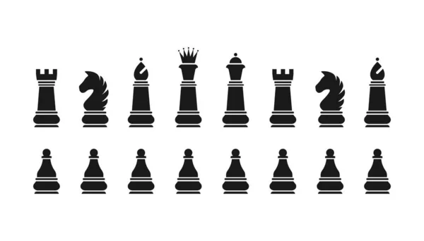 Vector chess, isolated on white background. Playing chess on the Board. King, Queen, rook, knight, Bishop, pawn Chess icons — Archivo Imágenes Vectoriales