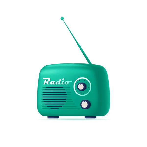 Retro radyo, vektör illüstrasyonu karikatür 3B biçiminde
